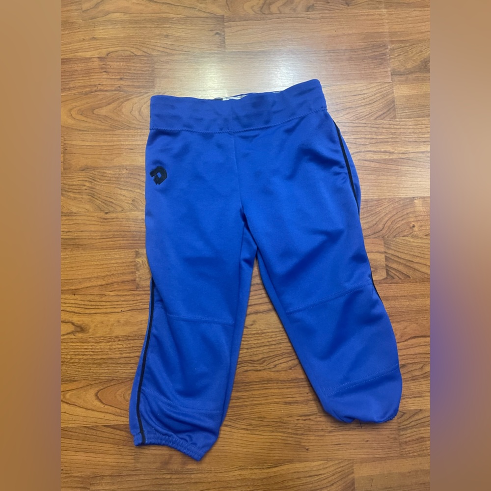 DeMarini girls royal blue softball pants with black piping